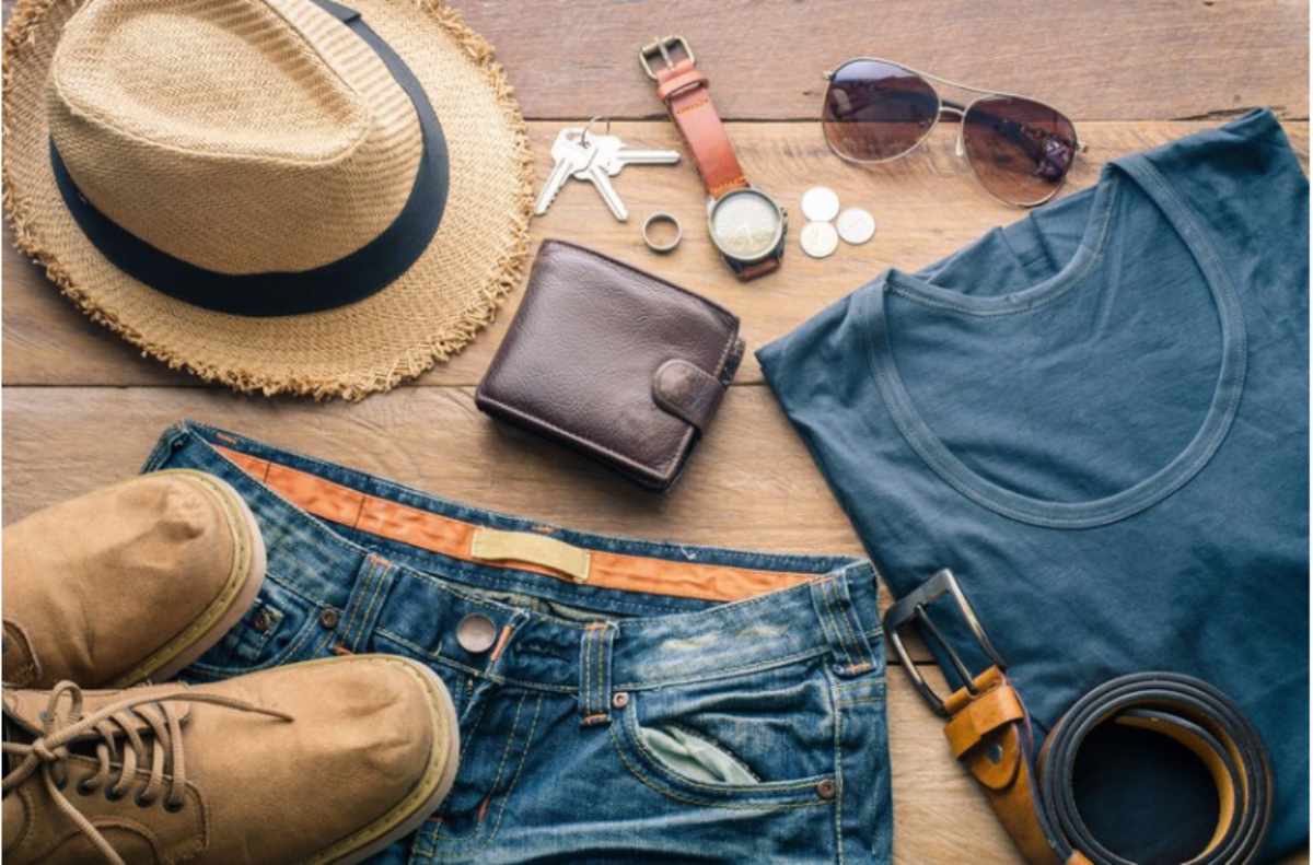 A stylish person wearing 7 articles of clothing, including accessories, showcasing a fashionable and well-coordinated outfit