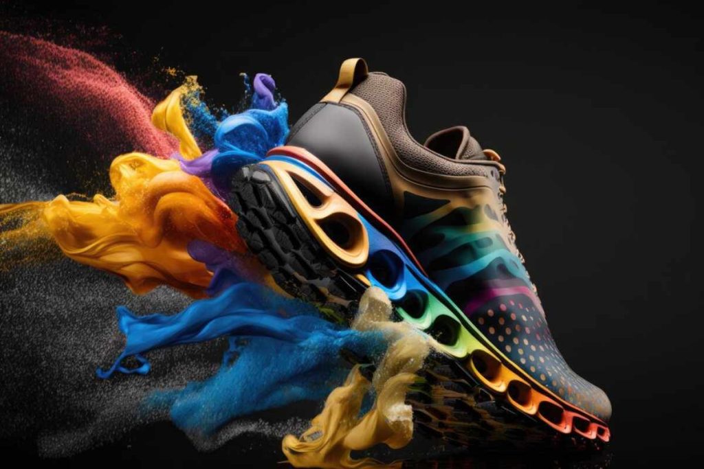 Colorful tie dye shoes adding a vibrant and stylish touch to a casual outfit, perfect for any season.