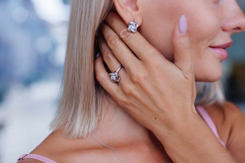 Beautiful moissanite engagement ring with a sparkling center stone, symbolizing love and commitment on a special day.