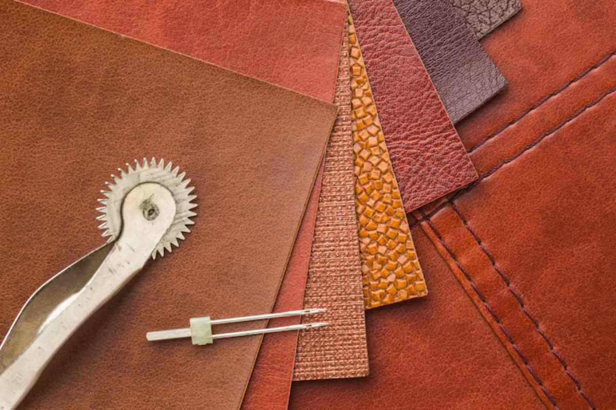 "Leather couch being cleaned and conditioned with professional leather wipes."