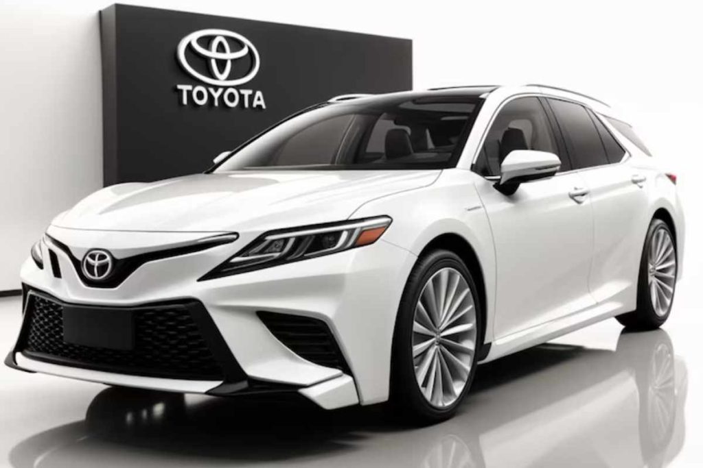 "A used Toyota Corolla parked outside a dealership with a sale sign"